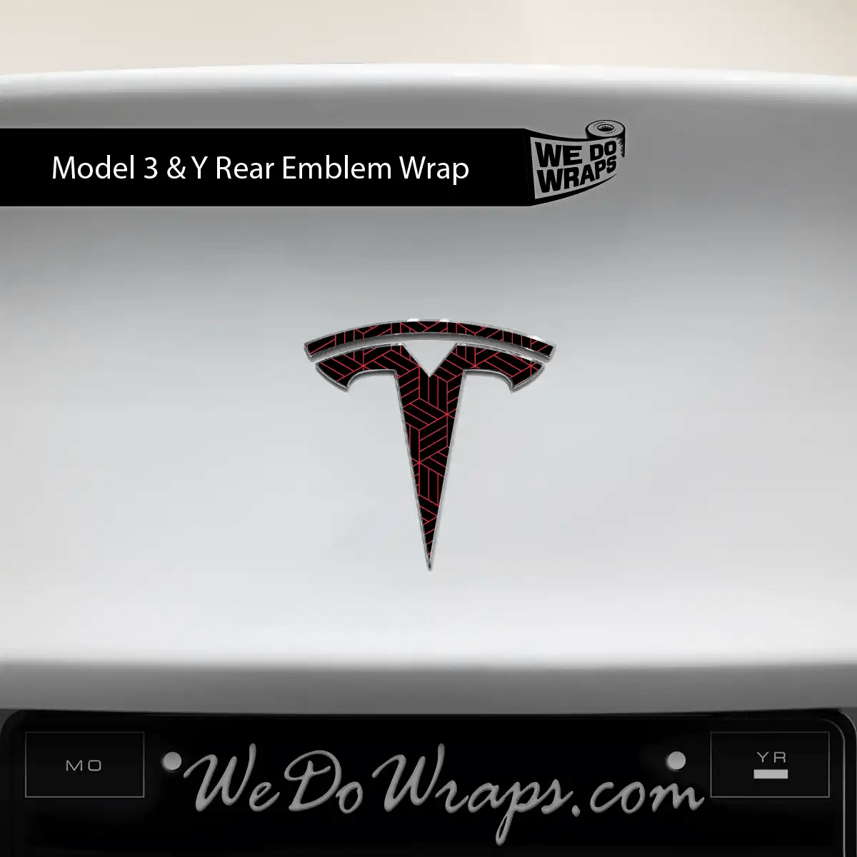 Isometric 3D Pattern Tesla Emblem Decals (Front + Back) | Model Y - Tesla Emblems