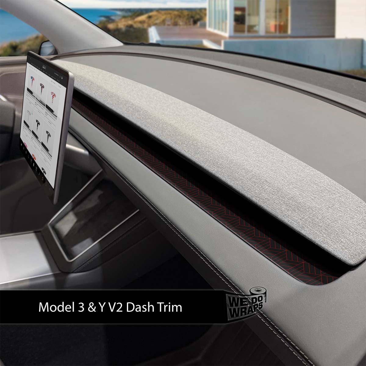 Isometric 3D Pattern Tesla Dash Trim Wrap | Model 3 ’24 - 26 Refresh - Tesla Emblems