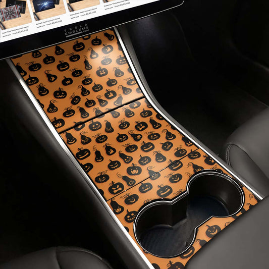 Jack - O' - Lantern Center Console Wrap Kit | Model Y ’19 - 20 - Tesla Emblems