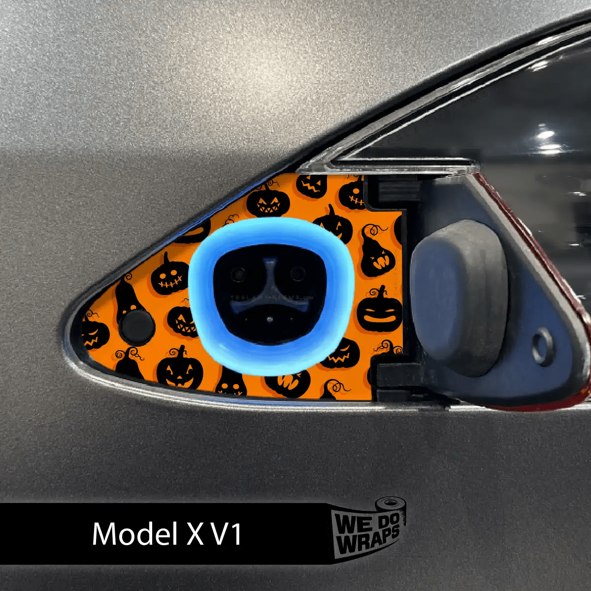 Jack - O' - Lantern Tesla Charge Port Wrap | Model X - Tesla Emblems