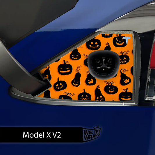 Jack - O' - Lantern Tesla Charge Port Wrap | Model X - Tesla Emblems
