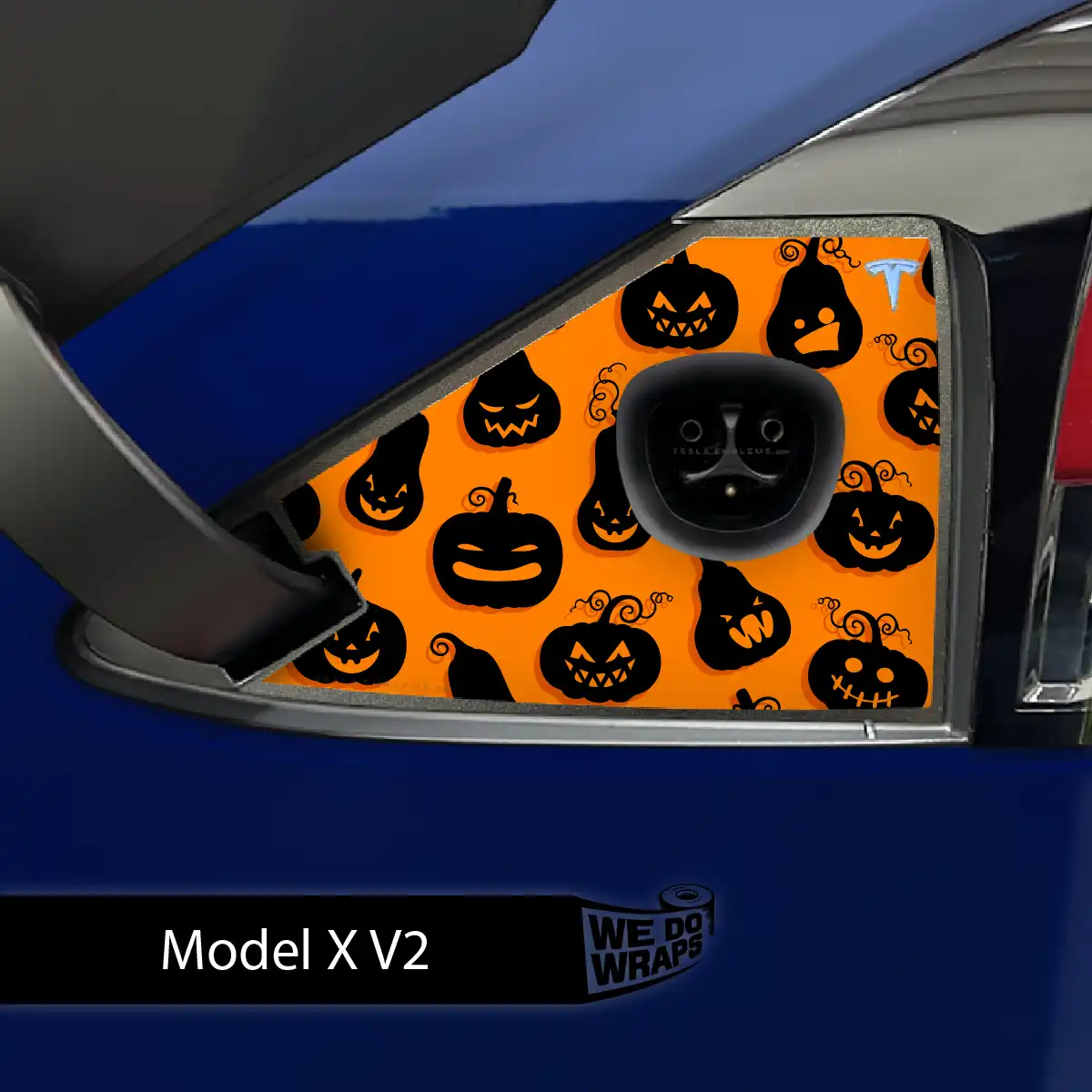 Jack - O' - Lantern Tesla Charge Port Wrap | Model X - Tesla Emblems