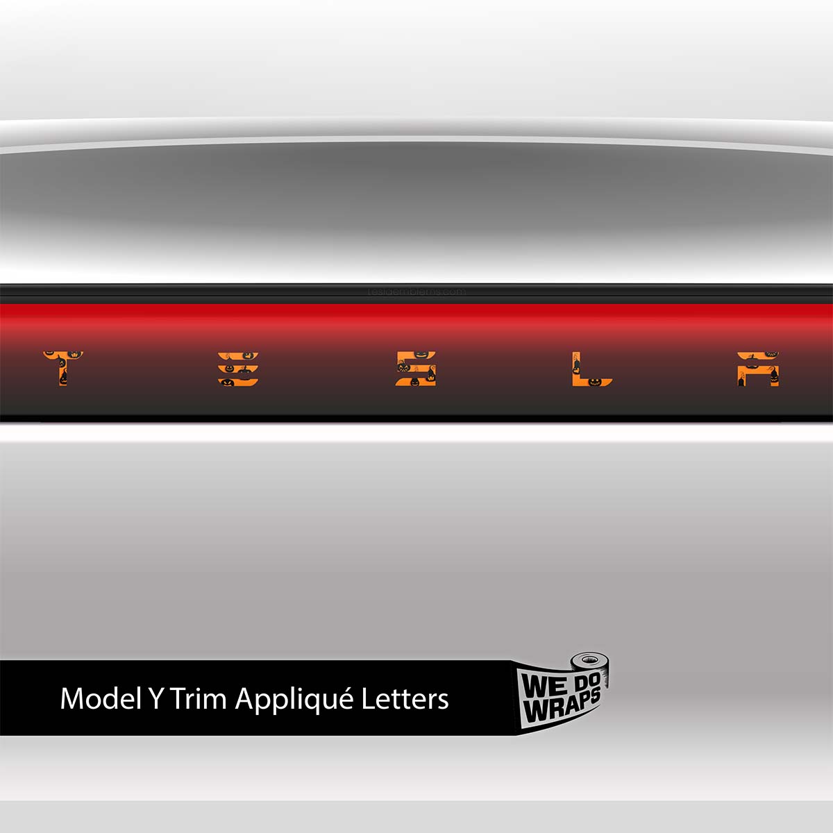 Jack-O'-Lantern Tesla Emblem Decals (Front + Back) | Model Y