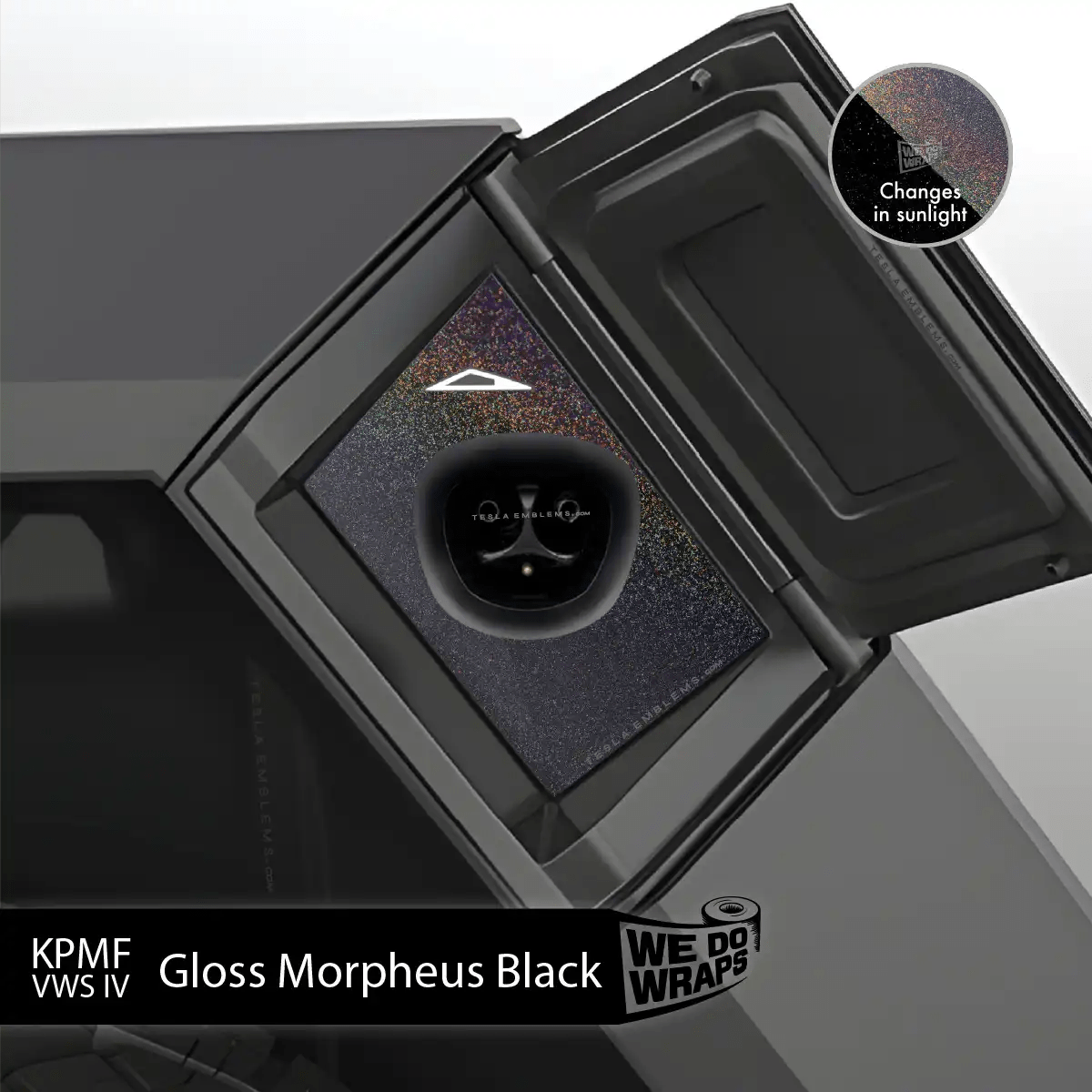 KPMF Gloss Morpheus Black Tesla Charge Port Wrap | Cybertruck - Tesla Emblems