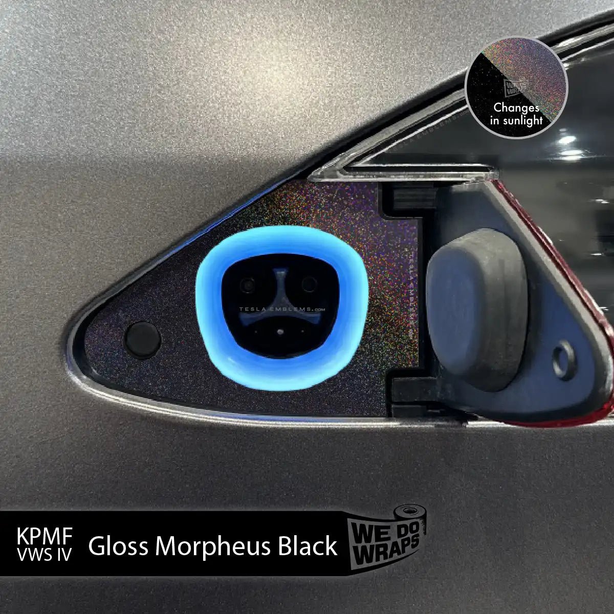 KPMF Gloss Morpheus Black Tesla Charge Port Wrap | Model X - Tesla Emblems