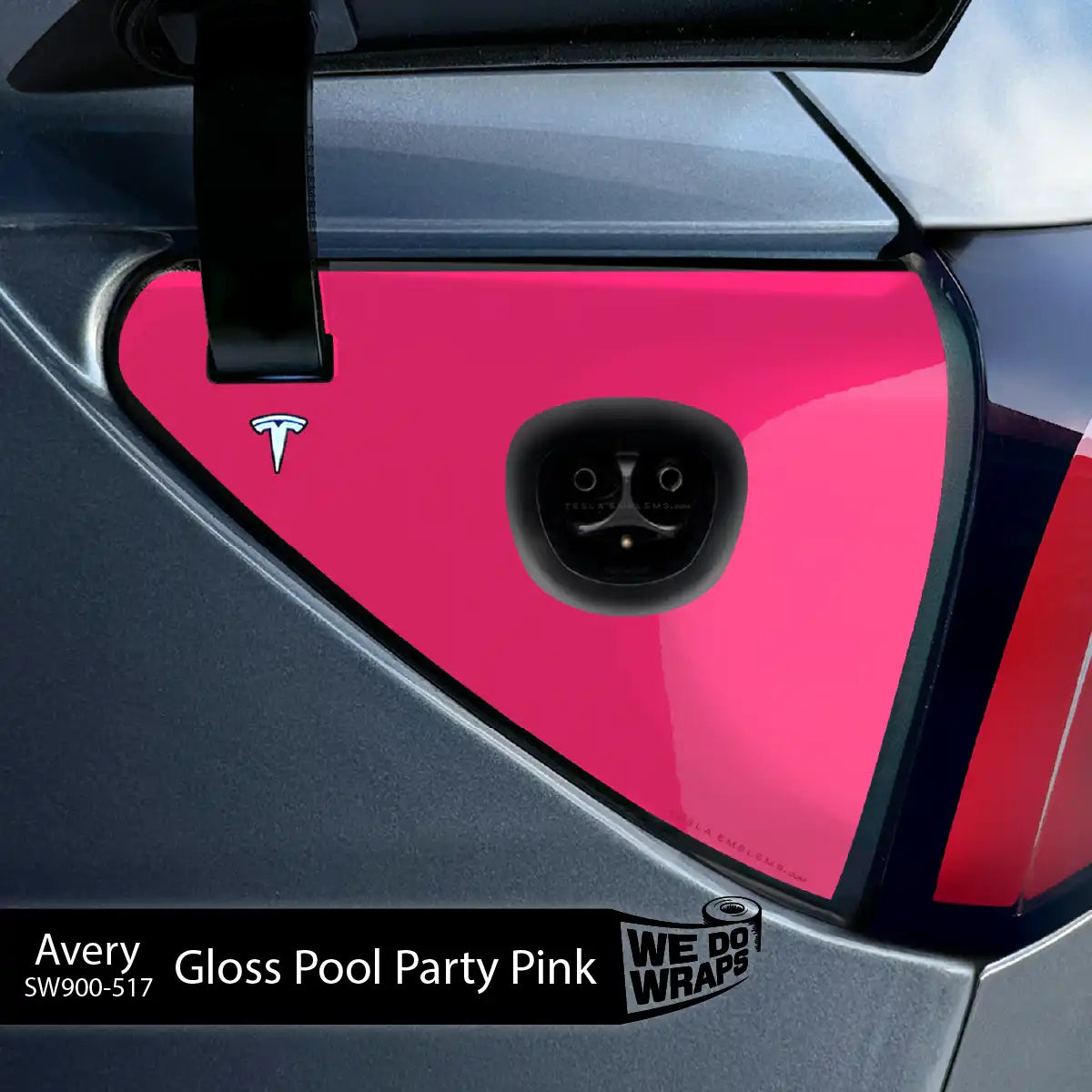 KPMF Pool Party Pink Tesla Charge Port Wrap | Model Y - Tesla Emblems