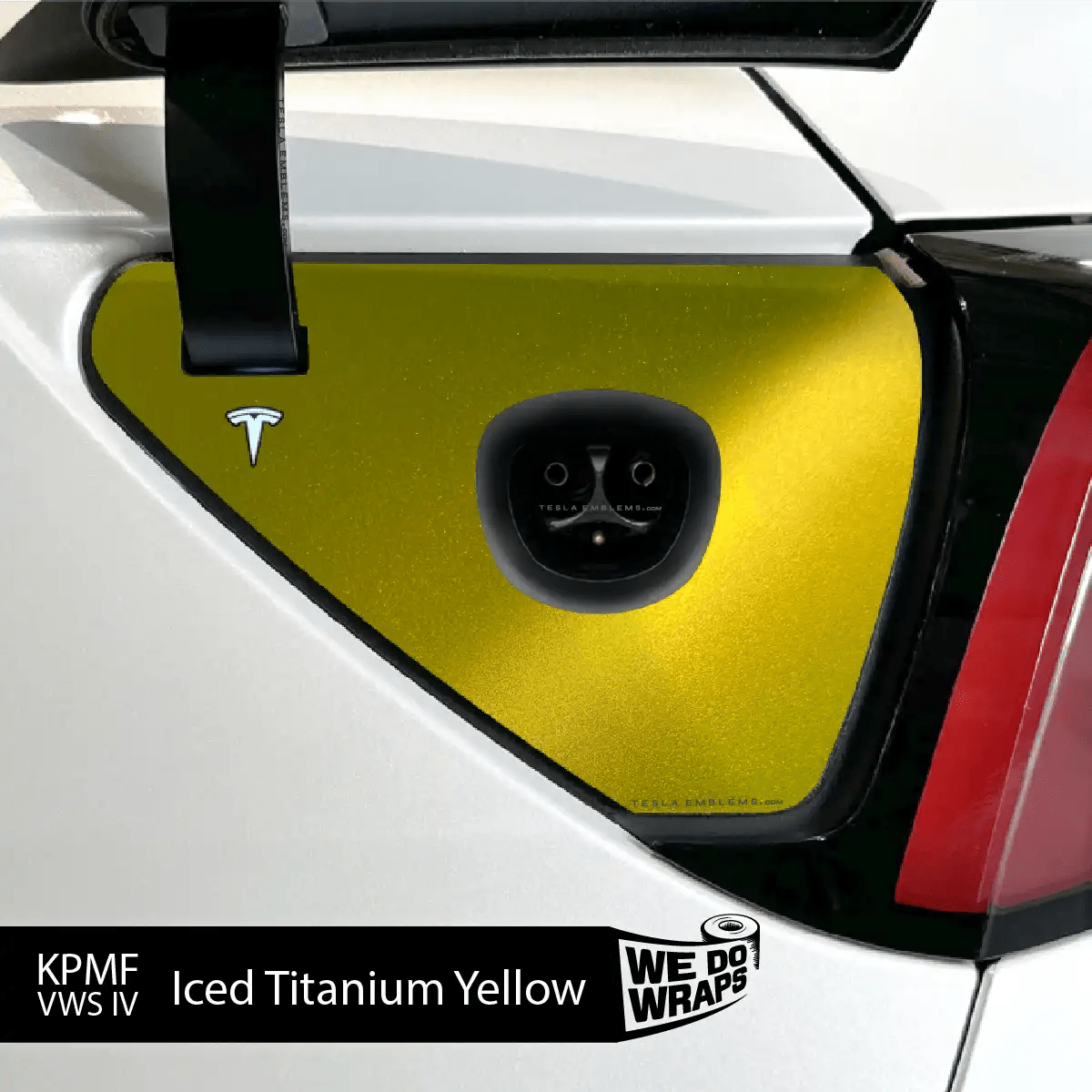 KPMF Iced Titanium Yellow Tesla Charge Port Wrap | Model Y - Tesla Emblems