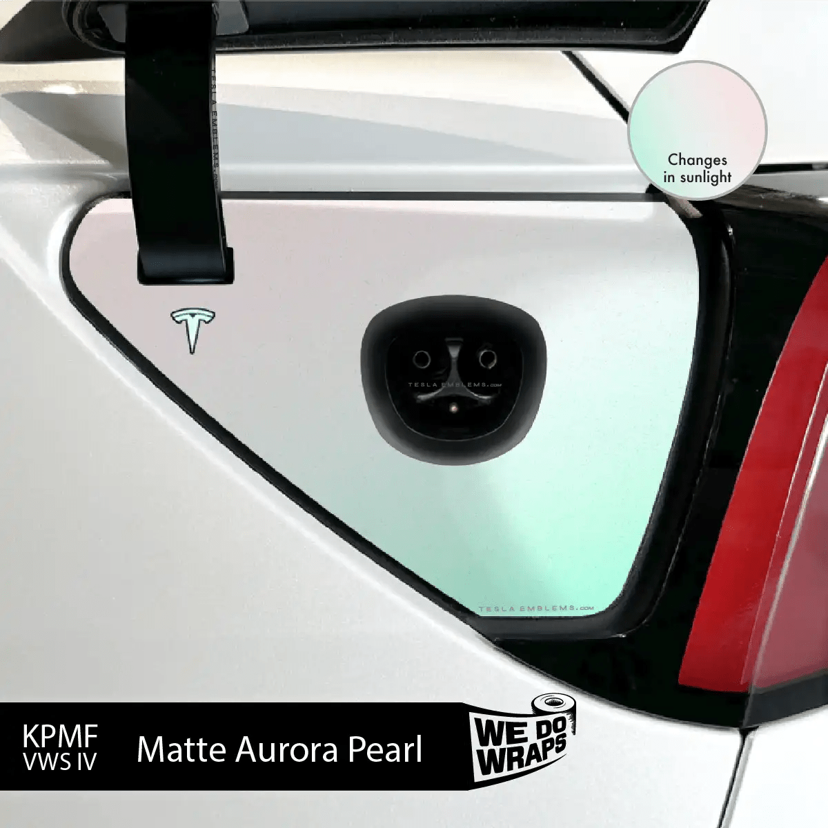 KPMF Matte Aurora Pearl Tesla Charge Port Wrap | Model Y - Tesla Emblems