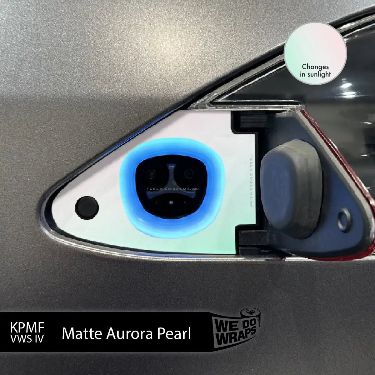 KPMF Matte Aurora Pearl Tesla Charge Port Wrap | Model X - Tesla Emblems