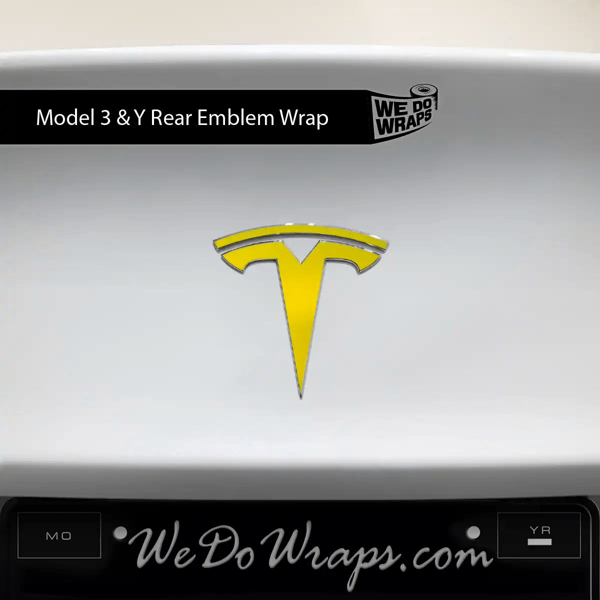 KPMF Matte Iced Yellow Titanium Tesla Emblem Decals (Front + Back) | Model Y - Tesla Emblems