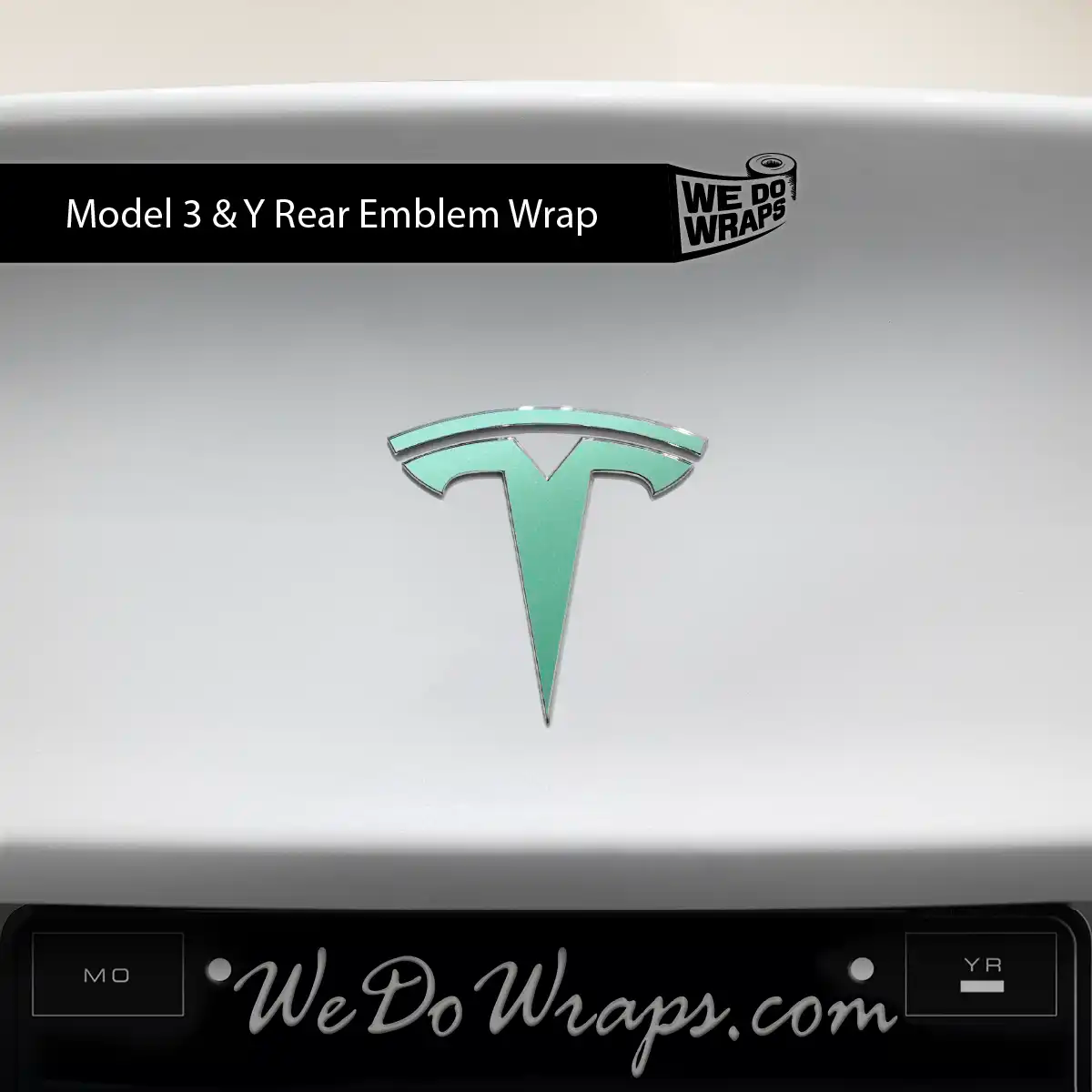 KPMF Satin Spearmint Tesla Emblem Decals (Front + Back) | Model Y - Tesla Emblems