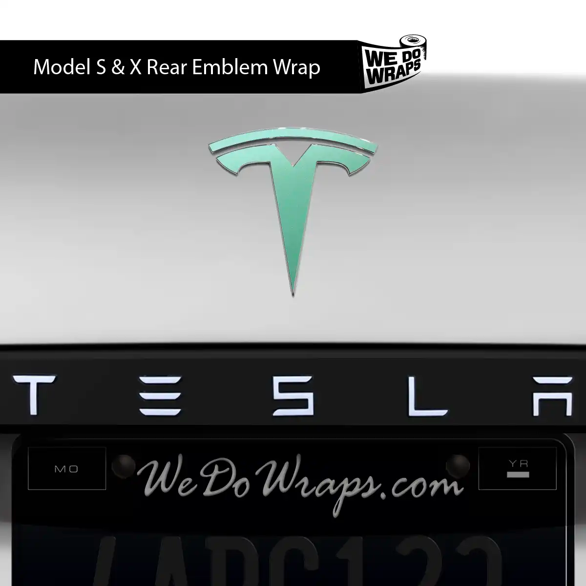 KPMF Satin Spearmint Tesla Emblem Decals (Front + Back) | Model S - Tesla Emblems
