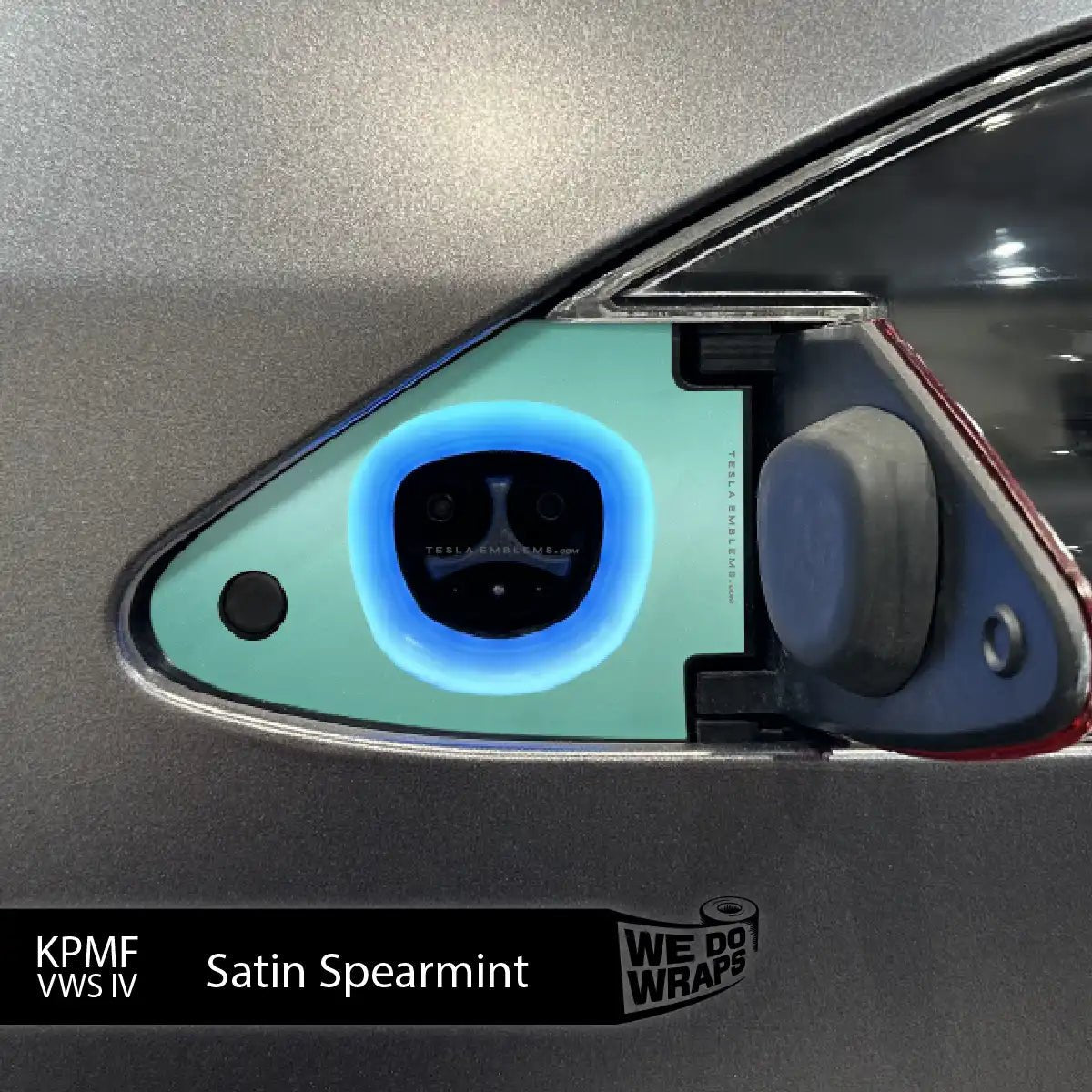 KPMF Satin Spearmint Tesla Charge Port Wrap | Model X - Tesla Emblems
