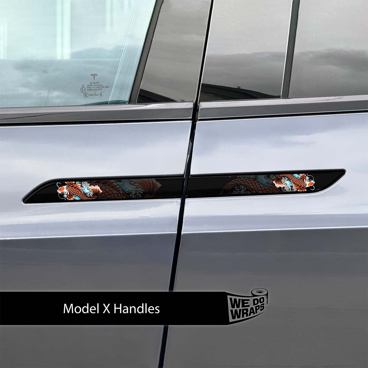Koi Tattoo Art Tesla Door Handle Decals (4pcs) - Tesla Emblems