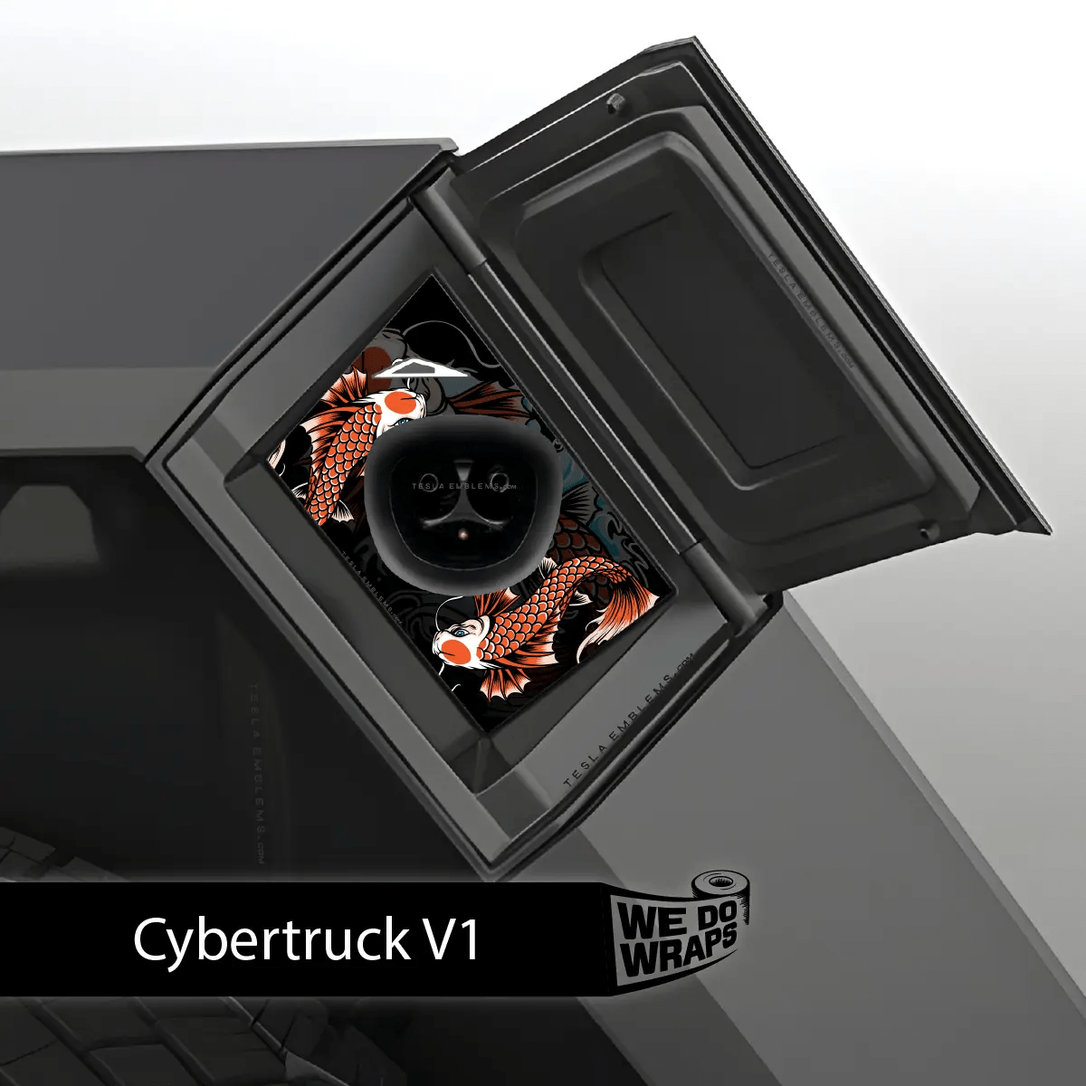 Koi Tattoo Art Tesla Charge Port Wrap | Cybertruck - Tesla Emblems