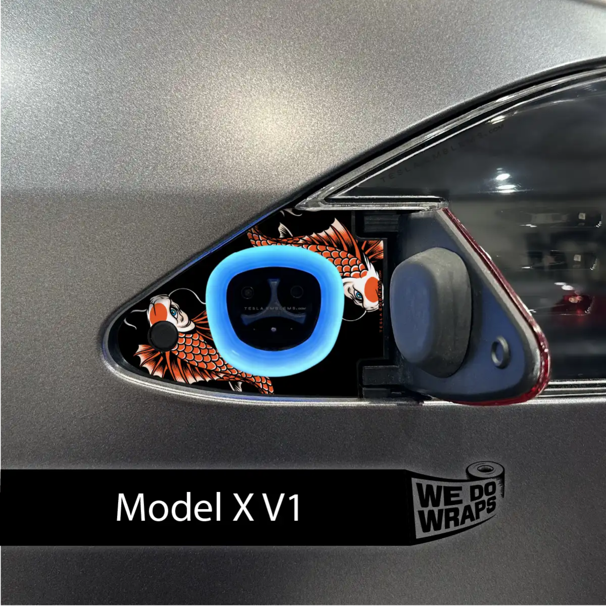 Koi Tattoo Art Tesla Charge Port Wrap | Model X - Tesla Emblems