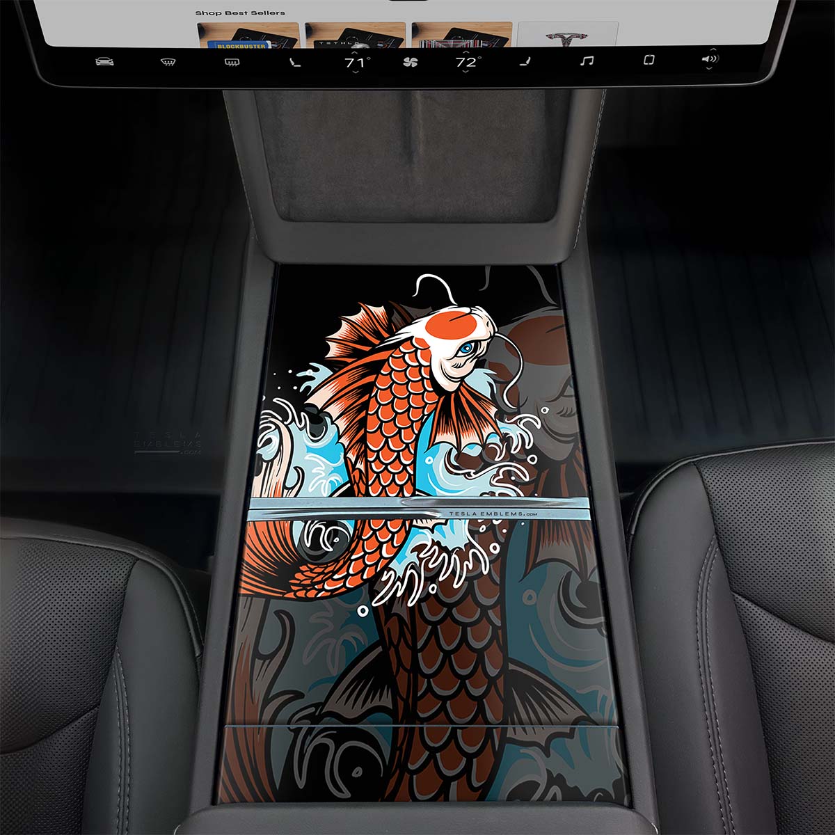 Koi Tattoo Art Center Console Wrap Kit | 2024+ Model 3 "Highland" - Tesla Emblems