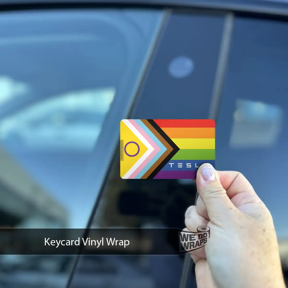 LGBTQ+ Pride Flag NFC Keycard Decal - Tesla Emblems