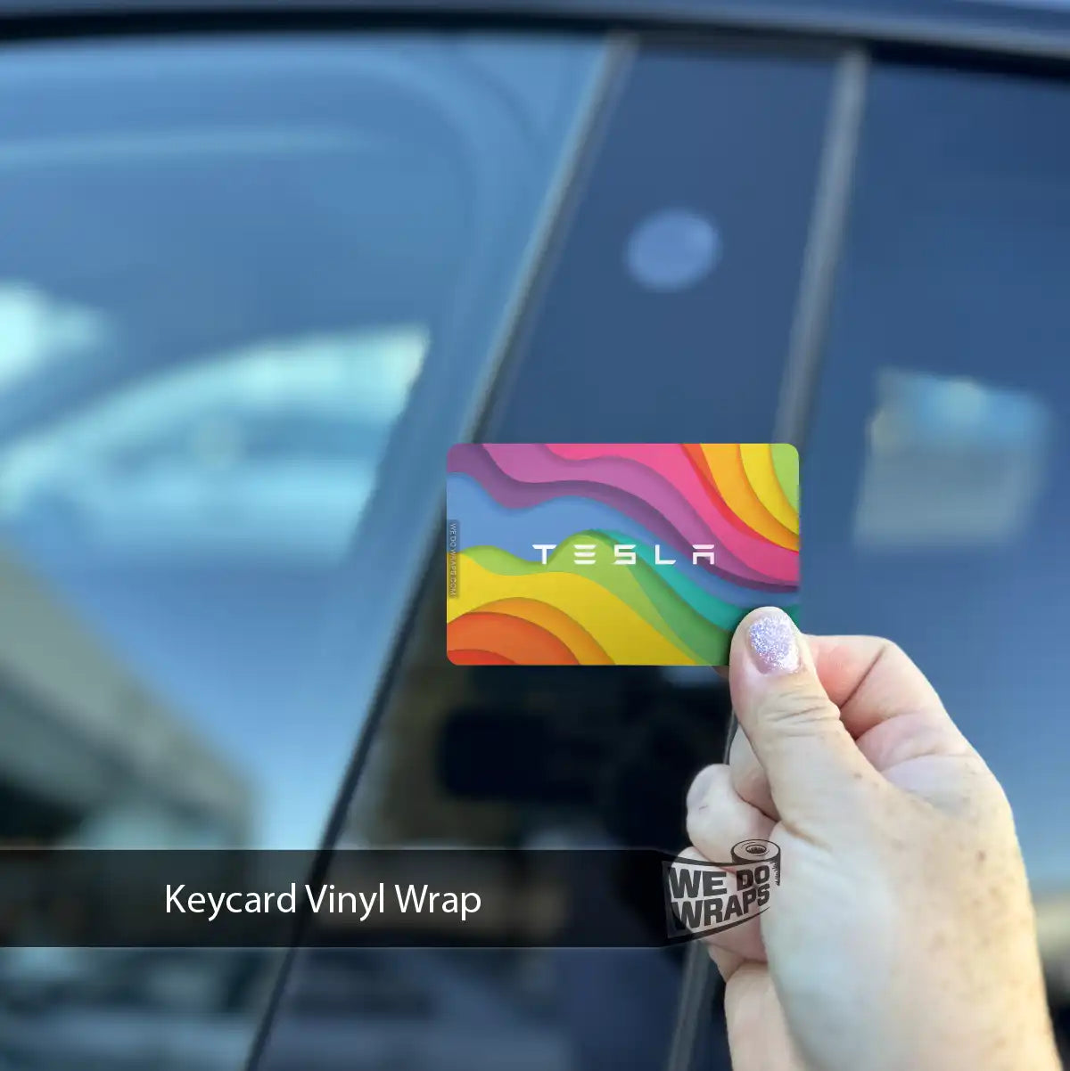 Layered Rainbow Keycard Decal - Tesla Emblems