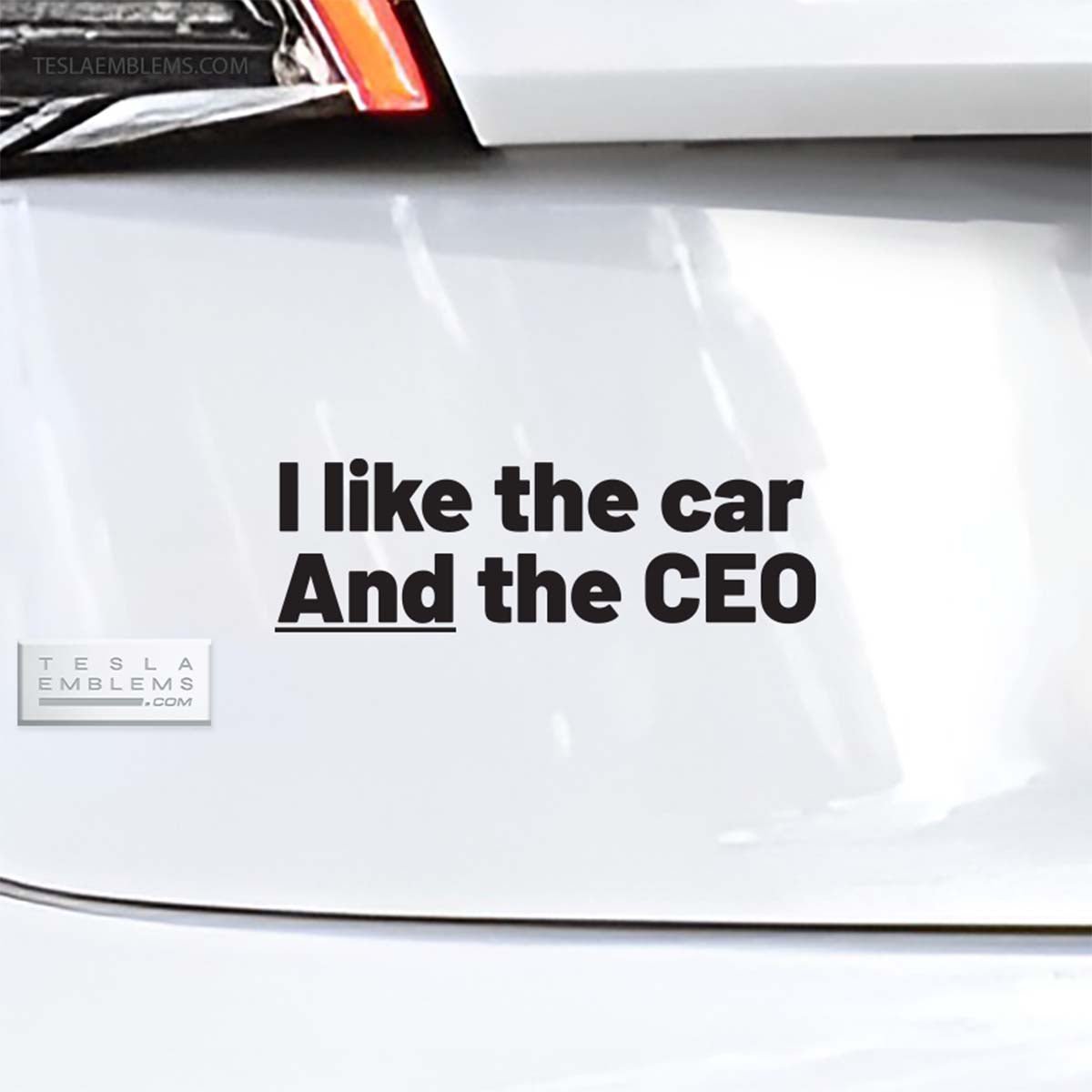 I Like The Car And The CEO | Cut Vinyl Letters Decal - Tesla Emblems