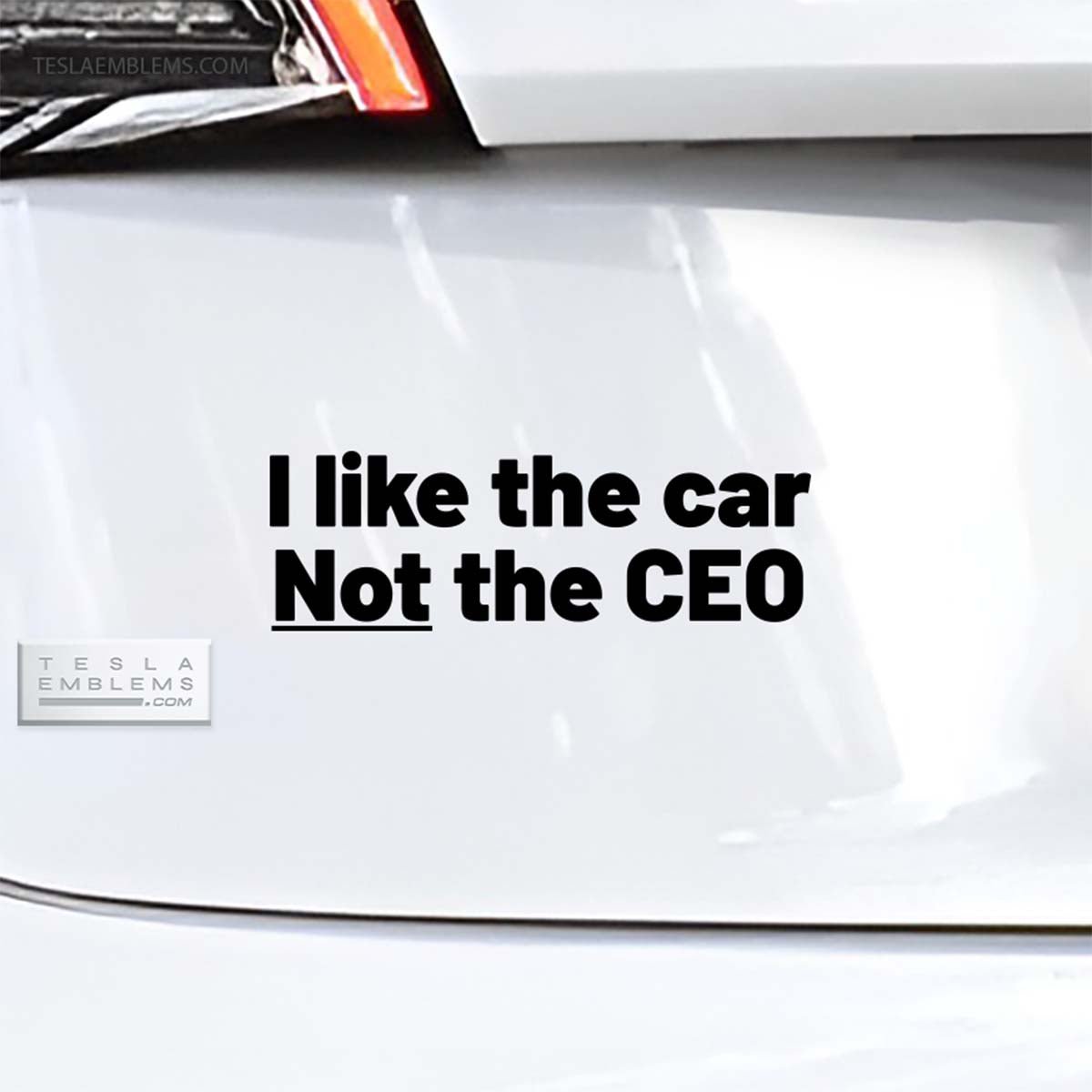 I Like The Car Not The CEO | Cut Vinyl Letters Decal - Tesla Emblems