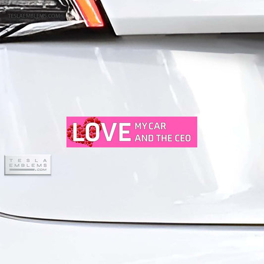 Love My Car And The CEO Vinyl Decal Sticker - Tesla Emblems