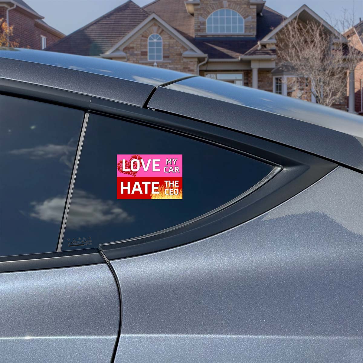 Love My Car Hate The CEO Vinyl Decal Sticker - Tesla Emblems