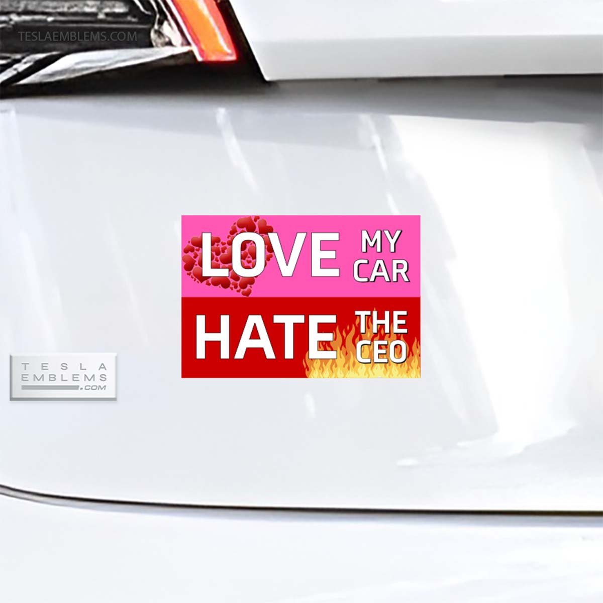 Love My Car Hate The CEO Vinyl Decal Sticker - Tesla Emblems