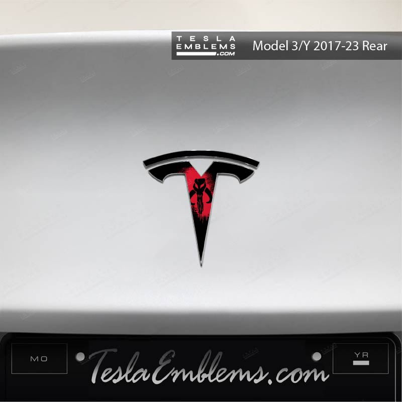 Mandalorian Tesla Emblem Decals (Front + Back) - Tesla Emblems