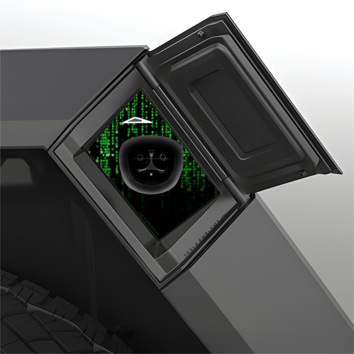 Digital Rain Matrix Code Charge Port Wrap - Tesla Emblems