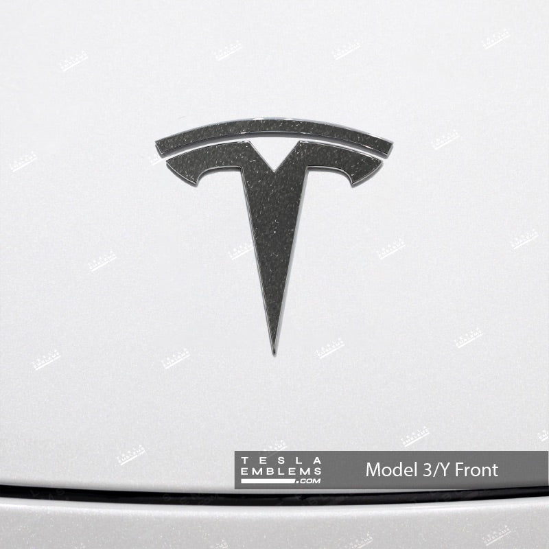 3M Matte Black Metallic Tesla Emblem Decals (Front + Back) – Tesla Emblems