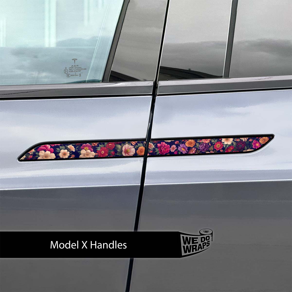 Midnight Bloom Tesla Door Handle Decals (4pcs) - Tesla Emblems