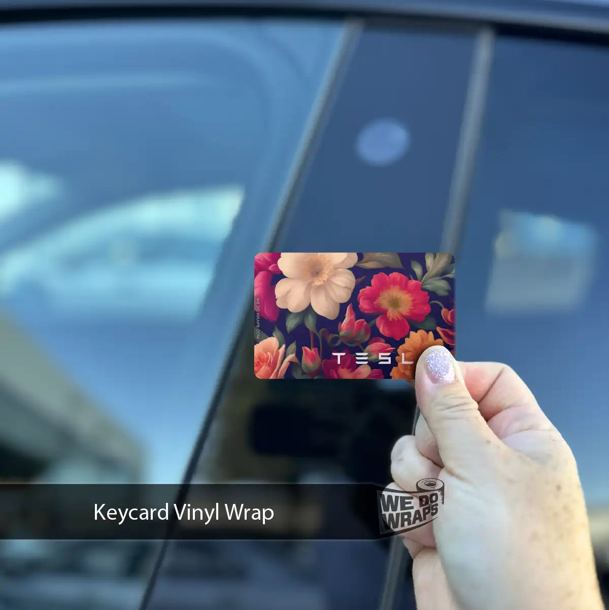 Midnight Bloom Tesla Keycard Decal - Tesla Emblems