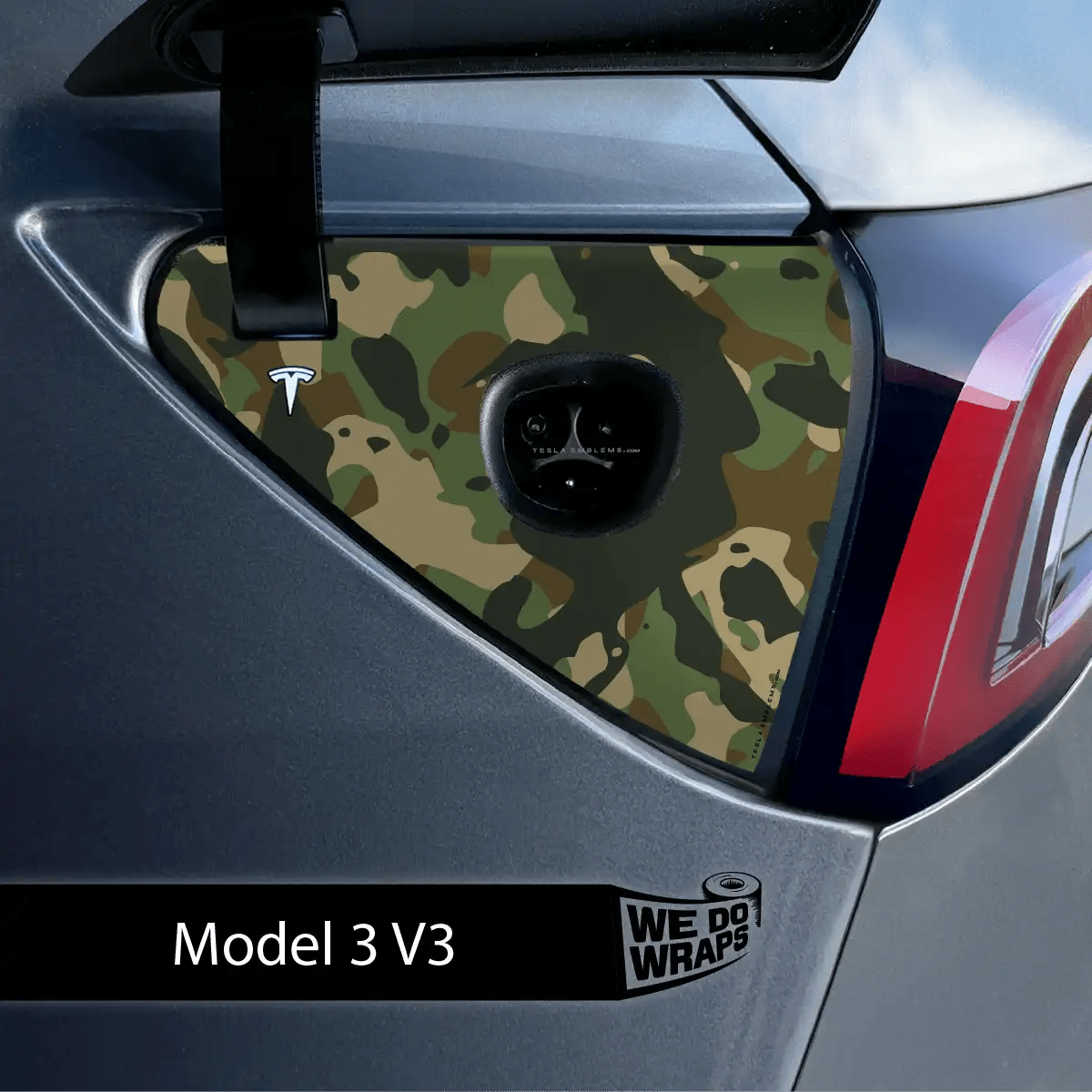 Camo Tesla Charge Port Wrap | Model 3 - Tesla Emblems