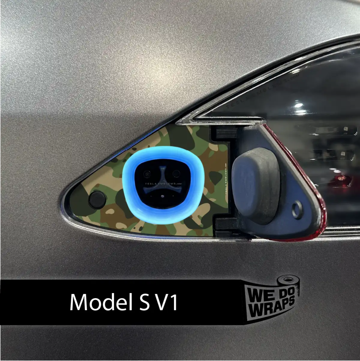 Camo Tesla Charge Port Wrap | Model S - Tesla Emblems