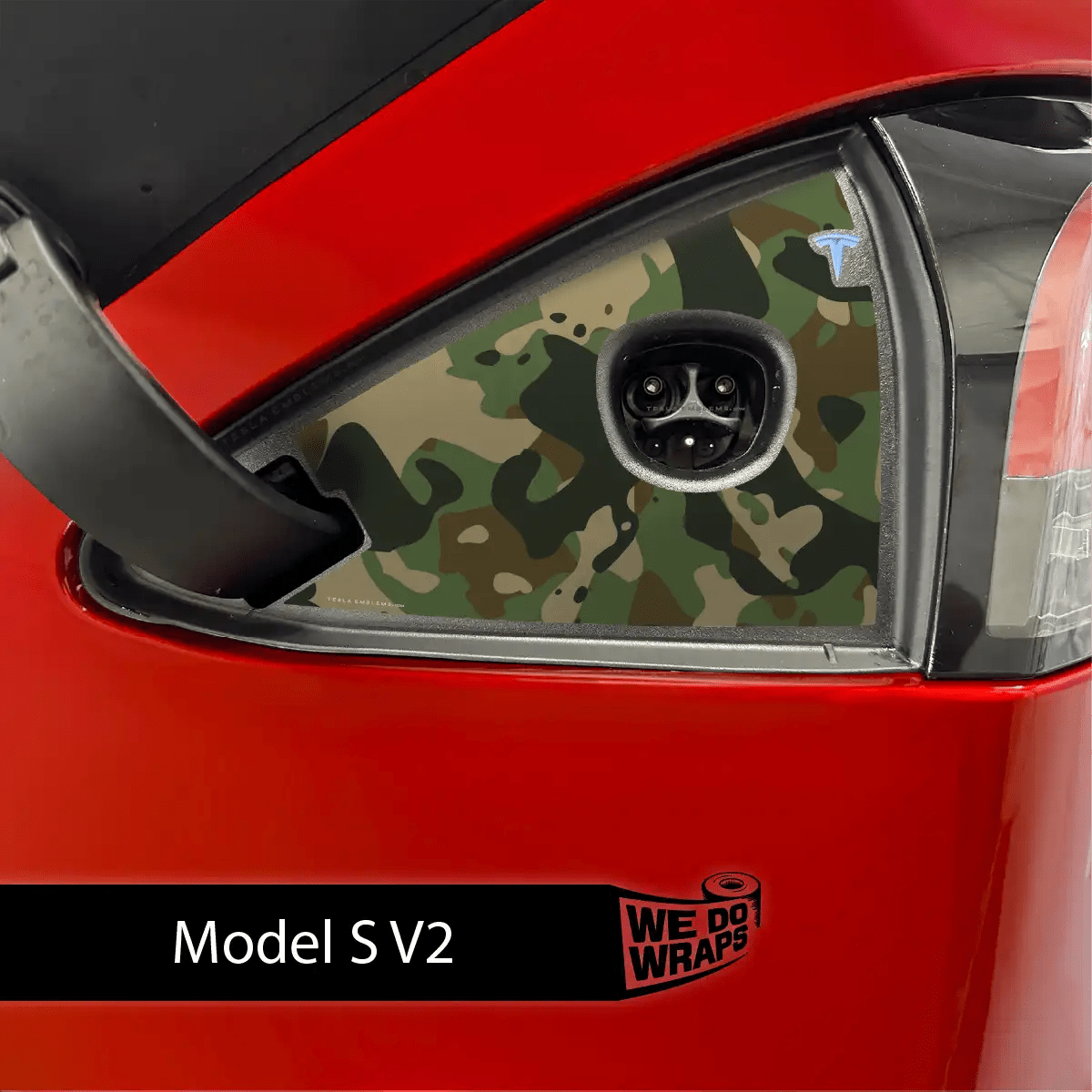 Camo Tesla Charge Port Wrap | Model S - Tesla Emblems