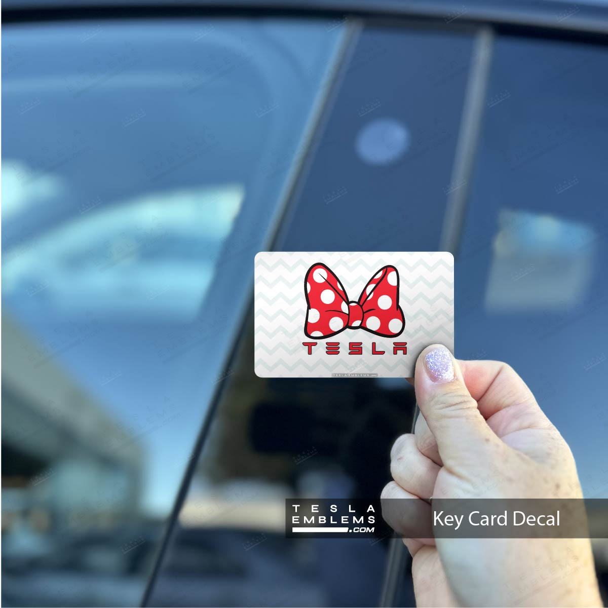 Minnie Bow Tesla Keycard Decal - Tesla Emblems