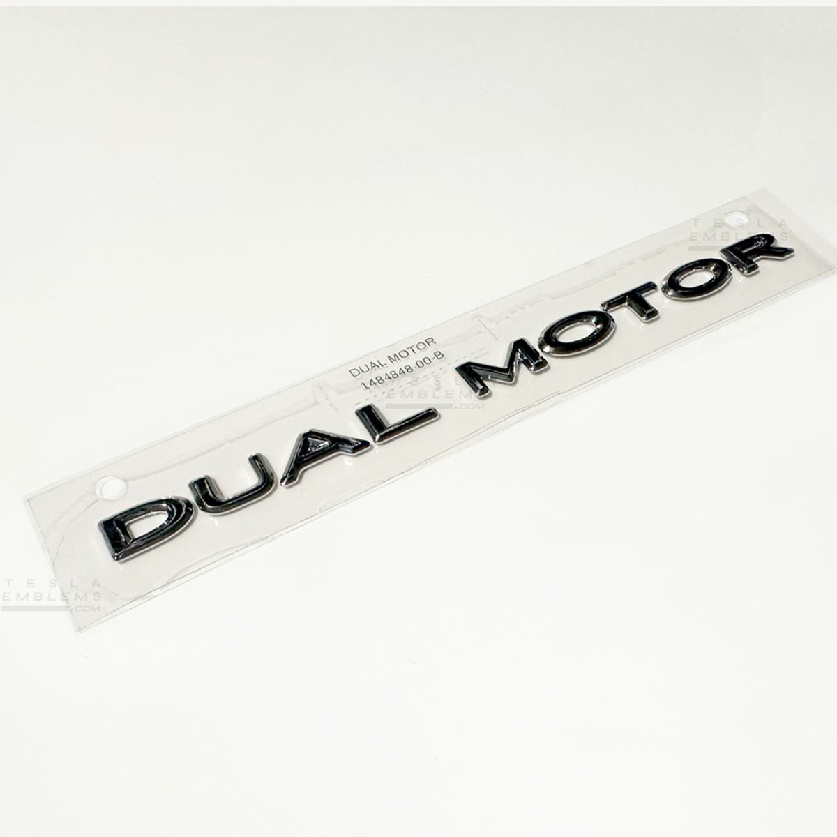 "Dual Motor" Chrome - Genuine OEM Original Tesla Factory Emblems | Rear Trunk Badging for Model 3/Y/S/X Cybertruck - Tesla Emblems