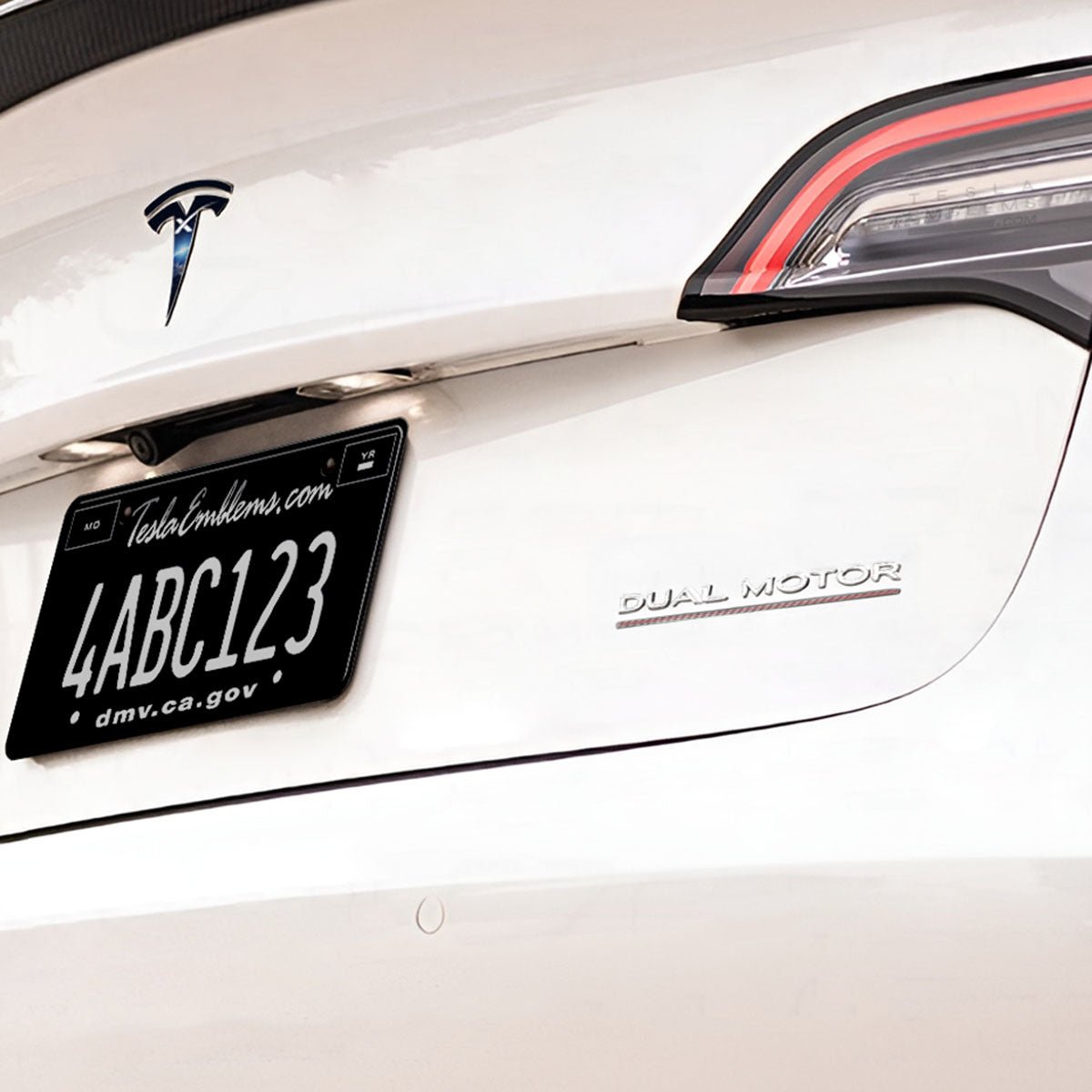 "Dual Motor Performance" Chrome - Genuine OEM Original Tesla Factory Emblems | Rear Trunk Badging for Model 3/Y/S/X Cybertruck - Tesla Emblems
