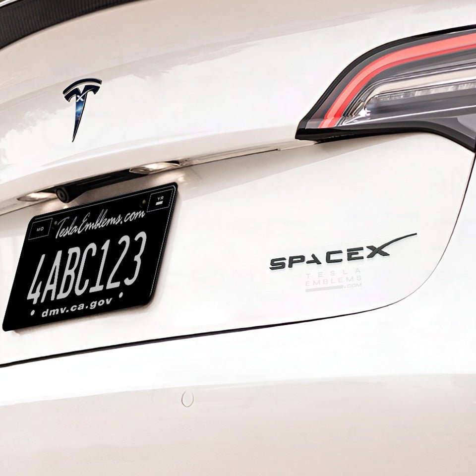 SpaceX Raised Logo - Rear Trunk Black Emblems for Model 3/Y/S/X Cybertruck - Tesla Emblems
