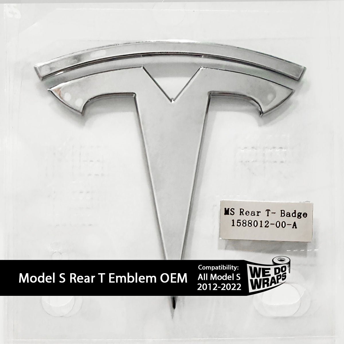 Model S REAR Tesla T Emblem | Genuine OEM Original Badging - Chrome - Tesla Emblems