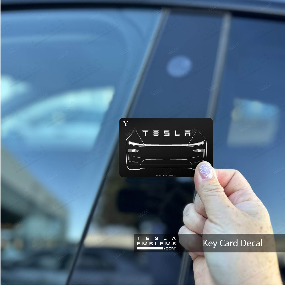 2025+ Model Y "Juniper" Front Outline Tesla Keycard Decal - Tesla Emblems