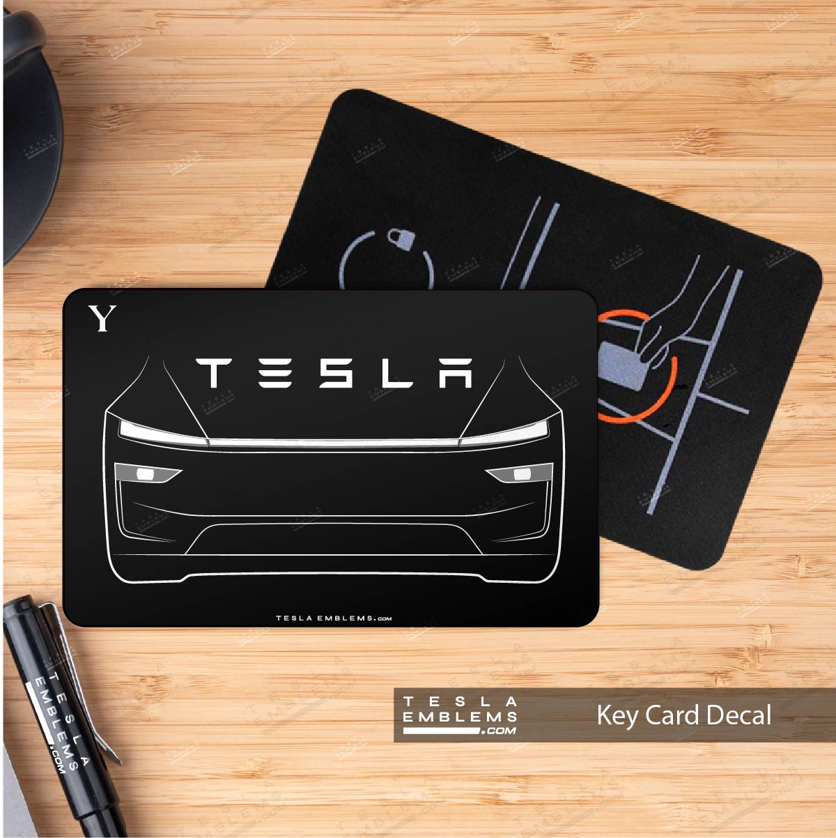 2025+ Model Y "Juniper" Front Outline Tesla Keycard Decal - Tesla Emblems