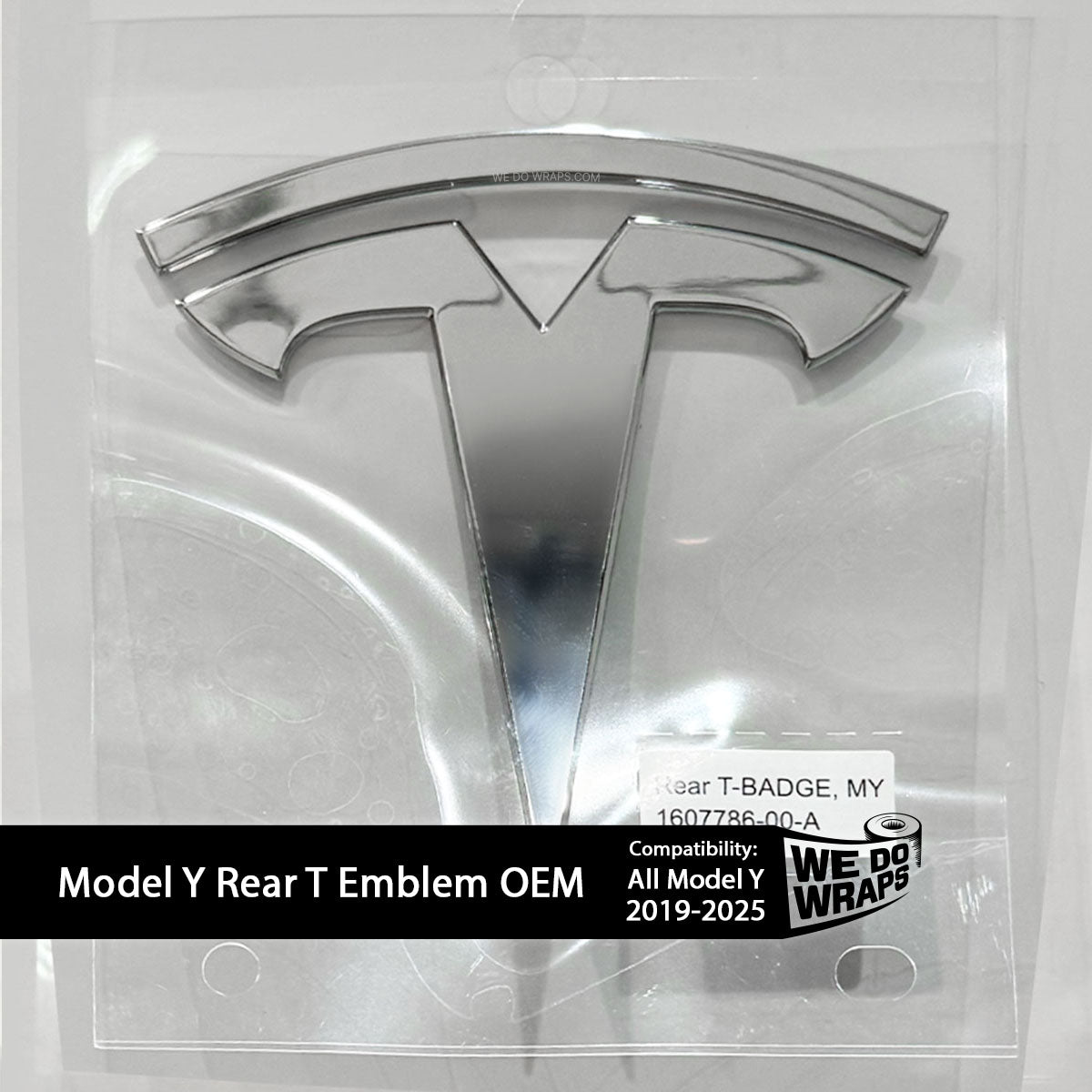 Model Y REAR Tesla T Emblem | Genuine OEM Original Badging - Chrome - Tesla Emblems