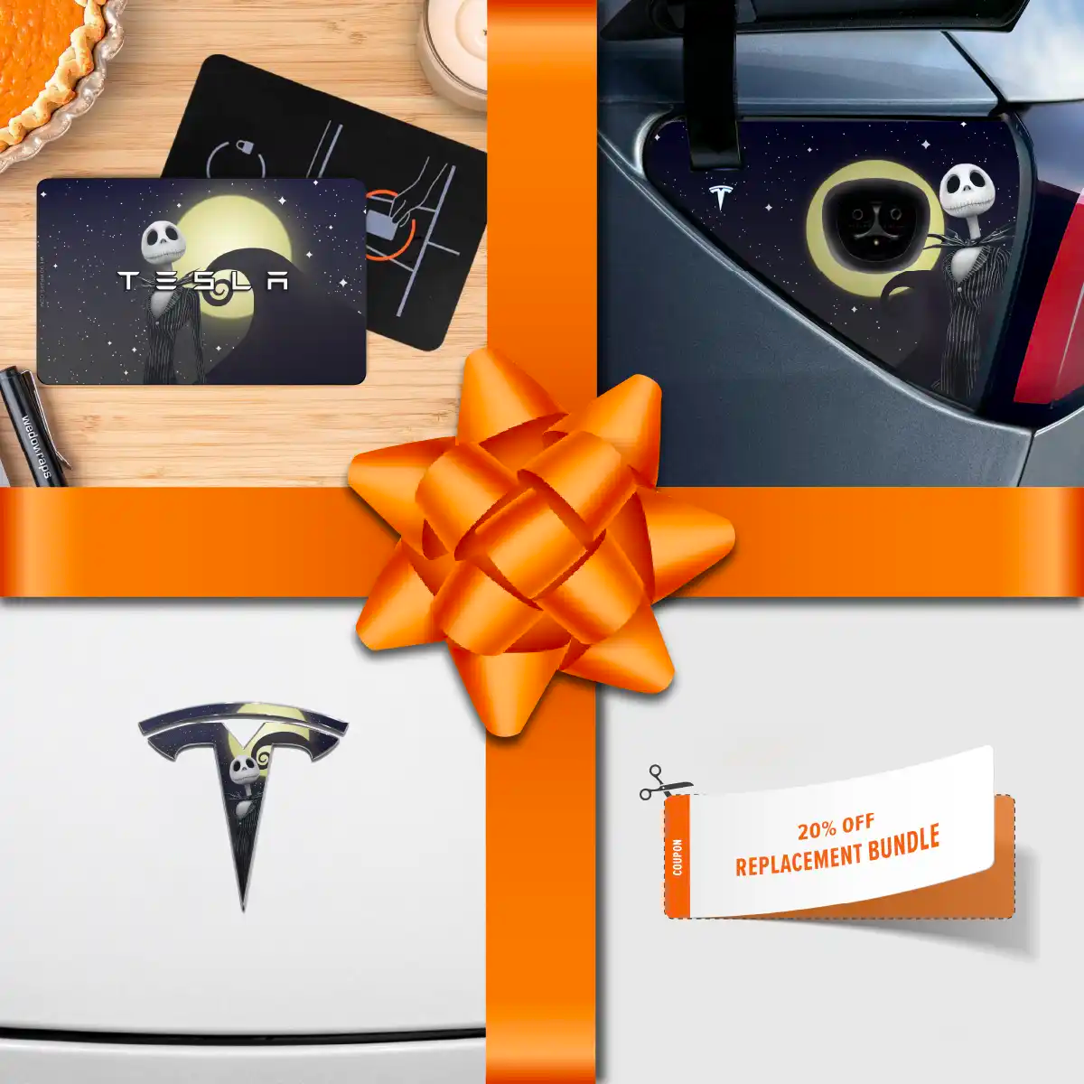 Holiday Bundle Moonlit Mischief Tesla Wrap Kit | Model Y - Tesla Emblems