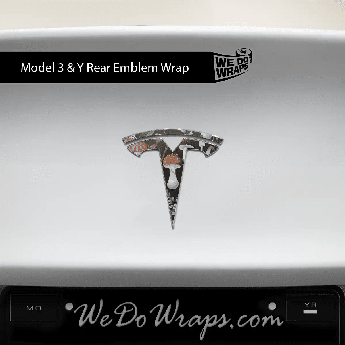Mushroom Garden Tesla Emblem Decals (Front + Back) | Model 3 - Tesla Emblems
