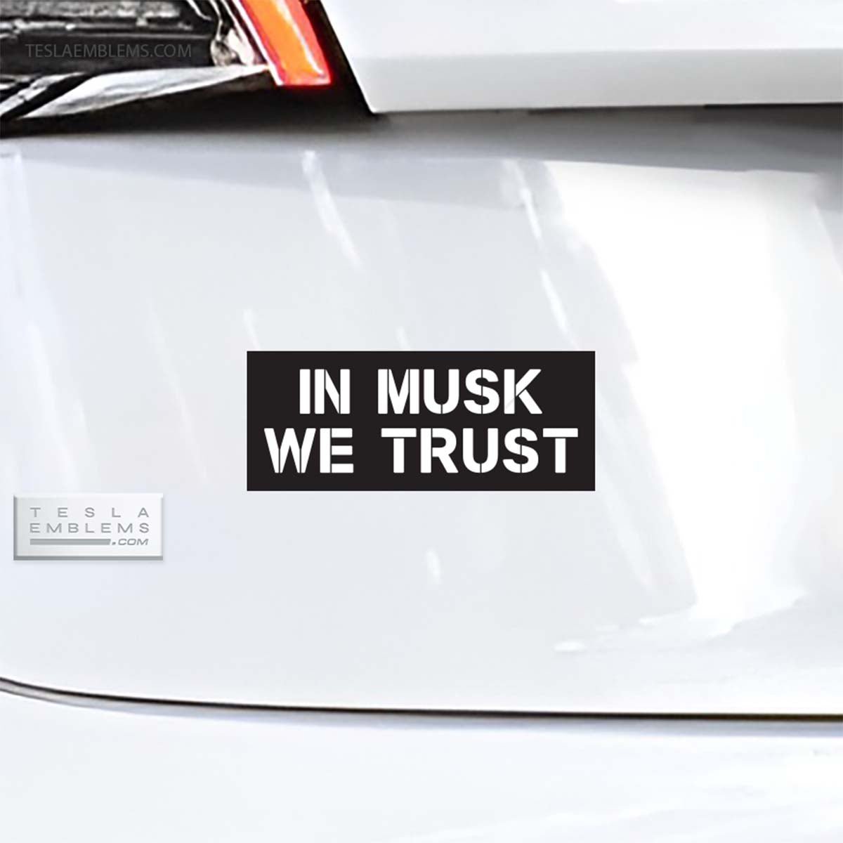In Musk We Trust Vinyl Decal Sticker - Tesla Emblems