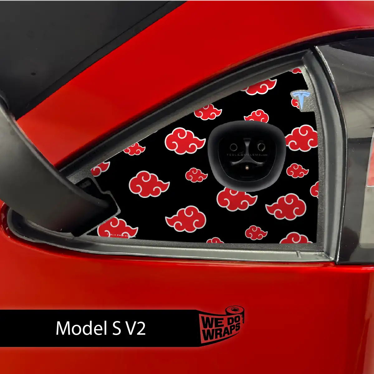 Kumo Clouds Tesla Charge Port Wrap | Model S - Tesla Emblems