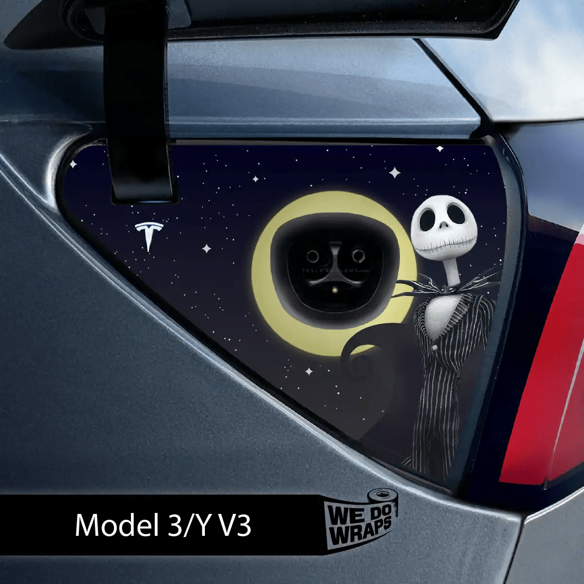 Moonlit Mischief Tesla Charge Port Wrap | Model 3 - Tesla Emblems