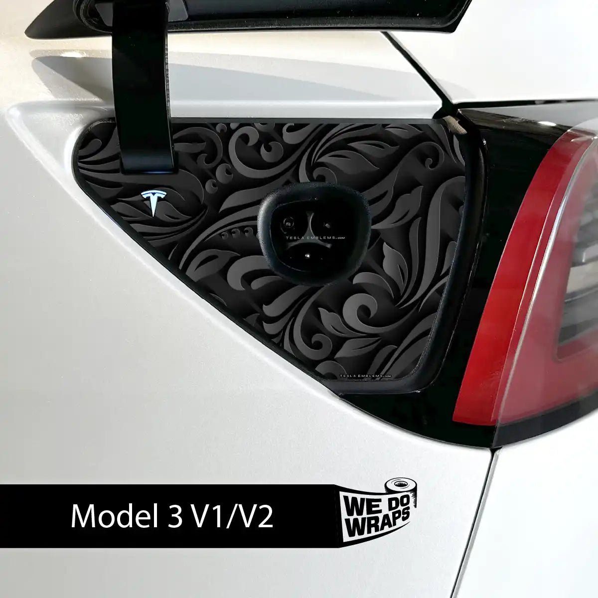 Nocturnal Petals Tesla Charge Port Wrap | Model 3 - Tesla Emblems